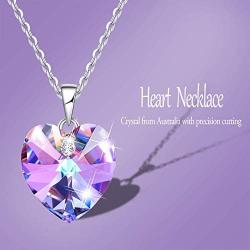 AN JING ZHI Love Heart Necklaces for Women Girls Silver Tone Birthstone Crystals Necklace Mothers Day Anniversary Jewelry Birthday Gifts for Mom/Wife/Sister