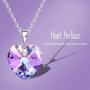 AN JING ZHI Love Heart Necklaces for Women Girls Silver Tone Birthstone Crystals Necklace Mothers Day Anniversary Jewelry Birthday Gifts for Mom/Wife/Sister