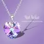 AN JING ZHI Love Heart Necklaces for Women Girls Silver Tone Birthstone Crystals Necklace Mothers Day Anniversary Jewelry Birthday Gifts for Mom/Wife/Sister