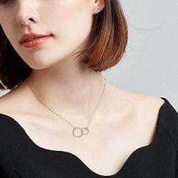 EVER FAITH Double Circles Necklace Sterling Silver Infinity Interlocking Friendship Sister Mother Daughter Necklace