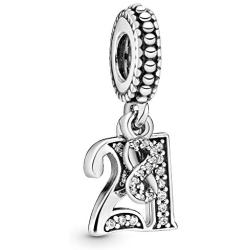 Pandora Jewelry 21 Years of Love Cubic Zirconia Charm in Sterling Silver