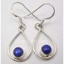 SilverStarJewel Navy Blue Lapis Lazuli Earrings 1.4'' 925 Sterling Silver New Jewelry