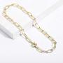 Paperclip Necklace,14K Gold Plated Oval Dainty Choker Chain Link Necklace for Women Girls