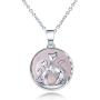 Majitangcun Round Healing Crystal Necklace Chakra Gemstone Amulet Lucky Cat Charm Meditation Reiki Stone Jewelry with Stainless Steel Chain Gift Box