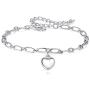 Myrnaist Heart Charm Bracelet for Women Silver Adjustable Stainless Steel Chain Bracelets Dainty Jewelry for Girls Valentines Birthday Gifts