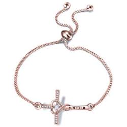 WUSUANED Faith Cross Adjustable Slider Bracelet Christian Bracelet Religious Jewelry Gift for Her