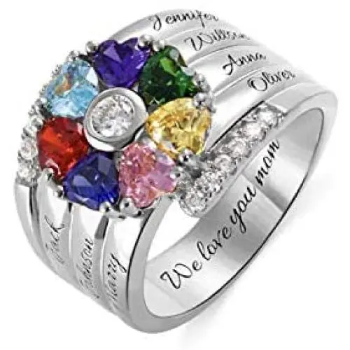 AILIN Personalized Mothers Rings with 7 Simulated Birthstones Rings for Mom Mothers Days Rings Family Name Rings for 7 Mothers Day Rings for Mom AILIN Personalized Mothers Rings with 7 Simulated Birthstones Rings for Mom Mothers Days Rings Family Name Rings for 7 Mothers Day Rings for Mom