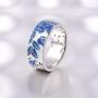 Santuzza Blue Flower Enamel Rings for Women 925 Sterling Silver Trendy Gift Handmade Jewelry