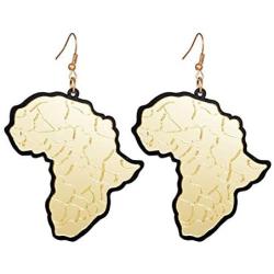 Aijian Golden African Map Fashion Acrylic Earrings (Golden)