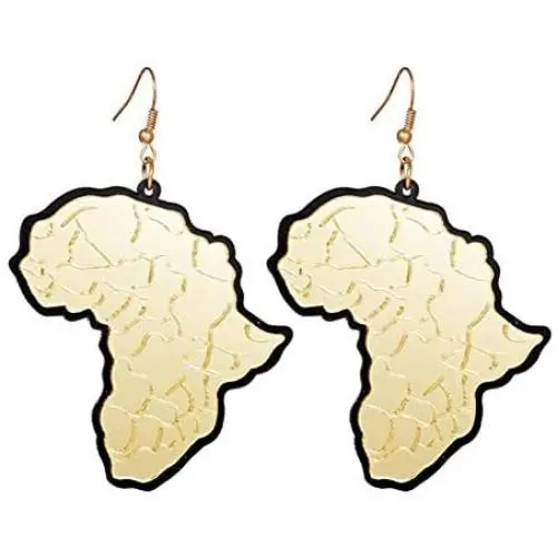 Aijian Golden African Map Fashion Acrylic Earrings (Golden) Aijian Golden African Map Fashion Acrylic Earrings (Golden)