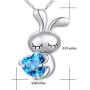 DAOCHONG 925 Sterling Silver Cubic Zirconia Love Heart Cute Animal Pendant Necklace for Women Birthday Gift