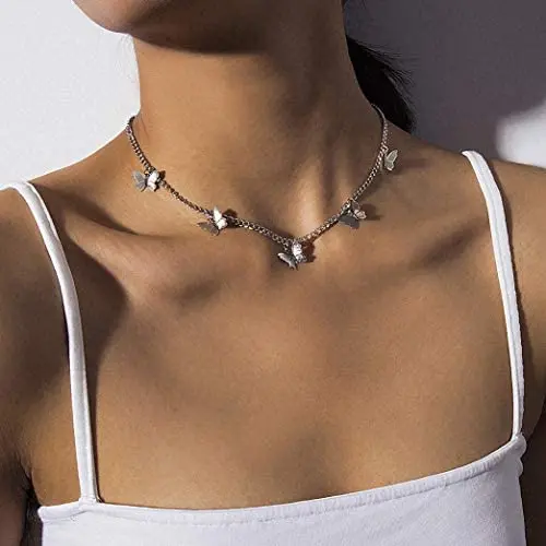 Kercisbeauty Silver Gold Butterfly Necklace for Women Ladies Girls Gift Her Jewelry Butterfly Choker Kercisbeauty Silver Gold Butterfly Necklace for Women Ladies Girls Gift Her Jewelry Butterfly Choker
