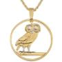 The Difference World Coin Jewelry Greek Athena Owl Pendant & Necklace, Hand Cut Greek 2 Draxmai