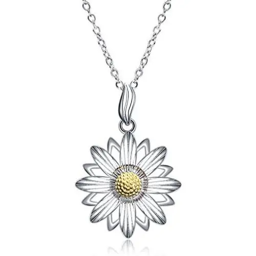 LUHE Daisy Flower Pendant Necklace 925 Sterling Silver for Women Daisy Charm Jewelry Birthday Gift LUHE Daisy Flower Pendant Necklace 925 Sterling Silver for Women Daisy Charm Jewelry Birthday Gift