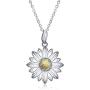 LUHE Daisy Flower Pendant Necklace 925 Sterling Silver for Women Daisy Charm Jewelry Birthday Gift