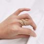 MOROTOLE Women Statement Letters Personalized Ring 18K Gold Plated Open Rings Pendant Hypoallergenic Cubic Zirconia Adjustable Rings for Girls