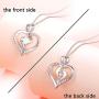 Women Lab Opal Heart Necklace 925 Sterling Silver Jewelry Engraved Love You Forever/Love You with All My Heart Cubic Zirconia Pendant 18 Inches