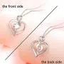 Women Lab Opal Heart Necklace 925 Sterling Silver Jewelry Engraved Love You Forever/Love You with All My Heart Cubic Zirconia Pendant 18 Inches