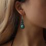 coadipress Ethnic Bohemian Tibetan Alloy Earrings and Necklace Set for Women Girls Vintage Water Teardrop Drop Blue Crystal Oval Turquoise Resin Boho Dangle Gift Jewelry