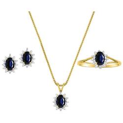 RYLOS Jewelry For Women 14K Yellow Gold Birthstone Jewelry Ring, Earring & Pendant Necklace Gemstone & Genuine Diamonds 6X4MM Birthstone Womens Jewelry Matching Friendship Gold Jewelry For Women