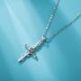 EUDORA Sterling Silver''God Bless'' Vintage Christian Rose Cross Pendant Necklace Jewelry Gift for Women,18''