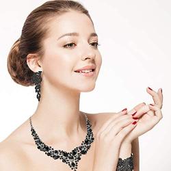 JOERICA Crystal Bridal Wedding Jewelry Set for Women Rhinestone Necklace Earrings Bracelet Set Gifts fit with Wedding Dress