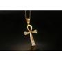 XUANPAI XP Unisex Simple Rhinestone Stainless Steel Key of The Nile Egyptian Ankh Cross Necklace for Women Men
