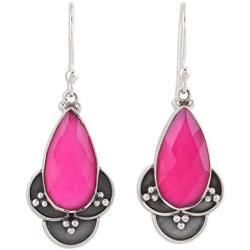 NOVICA Chalcedony .925 Sterling Silver Dangle Earrings Royal Radiance