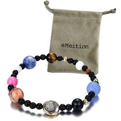 eMeition Miniverse Bracelet, Miniverse Solar System Bracelet Men Women Natural Stone Planets Galaxy The Eight Planets Guardian Star Saturn Girls Boys Handmade Bracelets