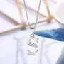 BriLove Women 925 Sterling Silver Cubic Zirconia 26 Initial Letter Alphabet Pendant Necklace