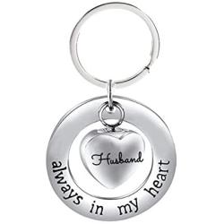 NextStone Family Stainless Steel Always in My Heart Ashes Urn Necklace Heart Pendant Keychain Cremation Jewelry Gift