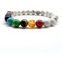 Natural Stone 7 Chakra Dog Paw Charm Lava Rock Mala Beads Elastic Bracelet Yoga Meditation Healing Bangle