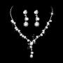 Yikisdy Bride Wedding Necklace Earrings Set Bridal Crystal Necklaces Jewelry Rhinestones Pearl Choker Necklace Accessories for Women and Girls (1) (1)