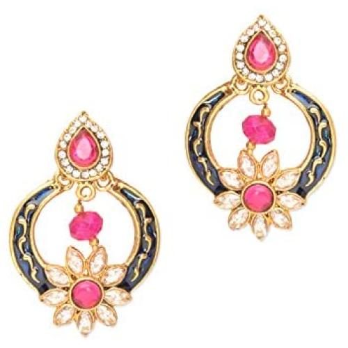 Crunchy Fashion Bollywood Style Traditional Indian Jewelry Peacock Chandbali Earrings for Women/Girls