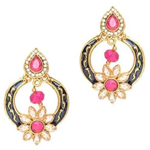 Crunchy Fashion Bollywood Style Traditional Indian Jewelry Peacock Chandbali Earrings for Women/Girls