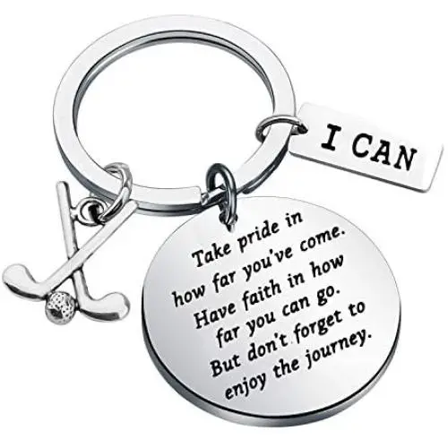 Golf Keychain Golf Inspiration Gifts Golf Team Gifts Golf Clubs Gift for Golfer Jewelry Golf Lover Inspiration Gifts Take Pride in How Far You Have Come