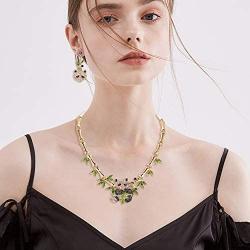 EVER FAITH Austrian Crystal Lovely Panda Bamboo Animal Plant Necklace Earrings Set