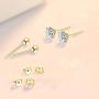 GULICX 3 Pairs Sterling Silver Small Hoop Stud Earrings Cubic Zirconia Cuff Earrings, Tiny Cartilage Huggie Hoop Sleeper Earrings Ball Earrings Piercing Jewellery for Women Girls