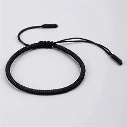 Handmade Tibetan String Bracelets for Women Men Boys Girls, Buddhist Kabbalah Adjustable Hand-woven Cord rope Bracelet for Protection and Luck, Red Black Colored rope