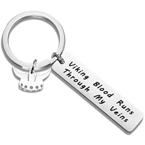 KUIYAI Viking Blood Runs Through My Veins Keychain with Viking Helmet Charm Vikings Warrior Keychain Norse Gods Gift KUIYAI Viking Blood Runs Through My Veins Keychain with Viking Helmet Charm Vikings Warrior Keychain Norse Gods Gift