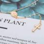 Jovono Bohe Gold Necklace Cross Pendant Necklace Y Chain Jewlery for Women and Girls
