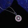 YHLISO Evil Eye Pendant Sparkling Necklace Round Pave Diamond Cubic Zirconia Lucky Charm Disc Necklaces for Women