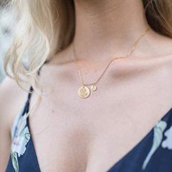 SHERLOVE 14K Gold Plated Women Initial Sunflower Pendant Necklace, You are My Sunshine Necklace with Round Disc Initial Letter