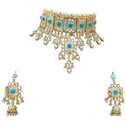 Finekraft Indian Bridal Wedding Kundan Pearls Necklace Jewelry Set for Women