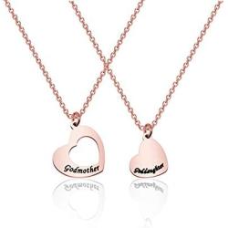FUSTMW Goddaughter Necklace Godmother In Heart Matching Necklace Set Goddaughter Baptism Gift Religious Jewelry for Godmother