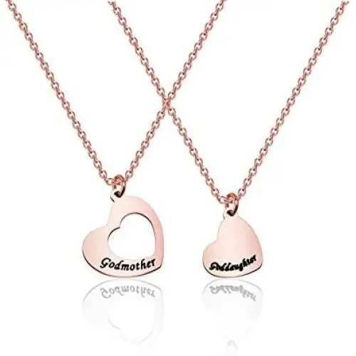 FUSTMW Goddaughter Necklace Godmother In Heart Matching Necklace Set Goddaughter Baptism Gift Religious Jewelry for Godmother FUSTMW Goddaughter Necklace Godmother In Heart Matching Necklace Set Goddaughter Baptism Gift Religious Jewelry for Godmother