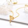 FOCALOOK Small Bamboo Initial Letter Pendant Necklace 18K Gold Plated Choker Necklaces for Women 14-16 Inch Adjustable