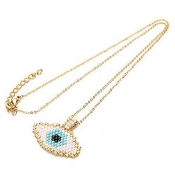 BALIBALI Miyuki Seed Beads Jewelry Evil Eye Hamsa Hand Pendant Necklace with Message Card Gift Card for Women Jewelry Gift Valentines Day Gift for Women Girls