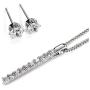 NEOGLORY Platinum Plated CZ Cubic Zirconia Bar Necklaces Stud Earrings Jewelry Sets for Sensitive Skin