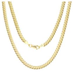 Nuragold 14k Yellow Gold 4mm Solid Miami Cuban Link Chain Pendant Necklace, Mens Jewelry Lobster Clasp 18'' 20'' 22'' 24'' 26'' 28'' 30''